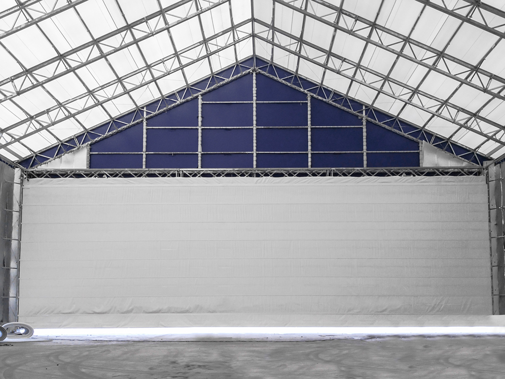 Ангарные ворота шторного типа моносекционные 2