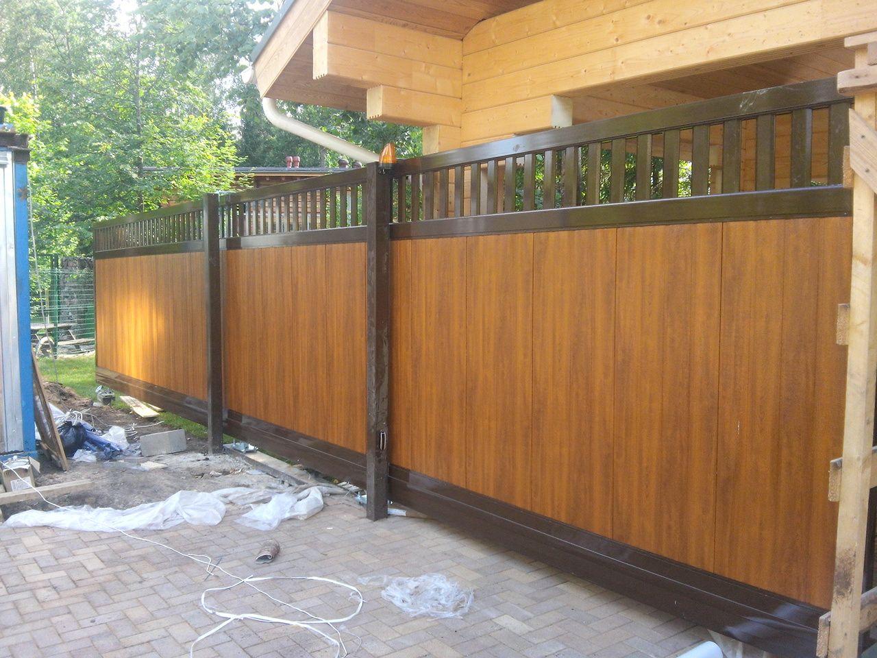 Откатные ворота из сендвич-панелей 13