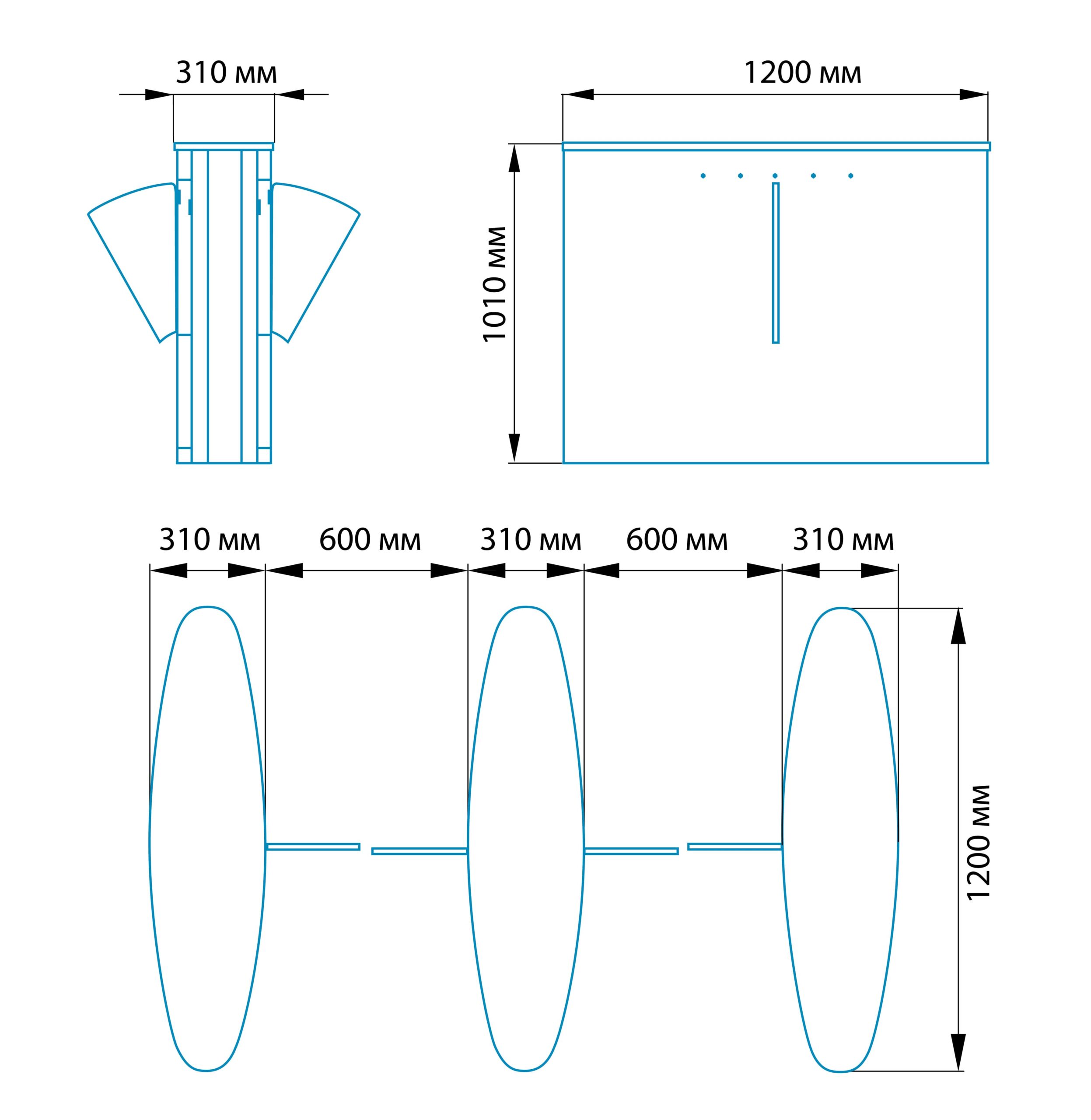 Турникет скоростной БЛОКПОСТ СКП 1400, средняя секция для СКП 700 1