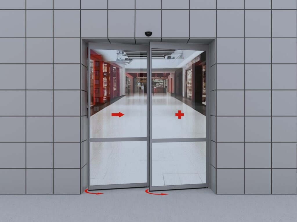 Комплект автоматической раздвижной двери (одна подвижная и одна неподвижная створки антипаника) для привода AD-SP 3