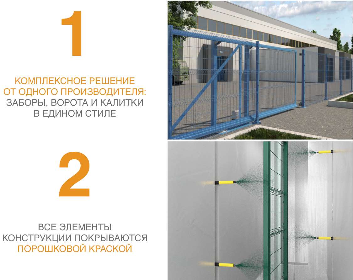 Откатные ворота со стальной рамой и заполнением сварной сеткой 6