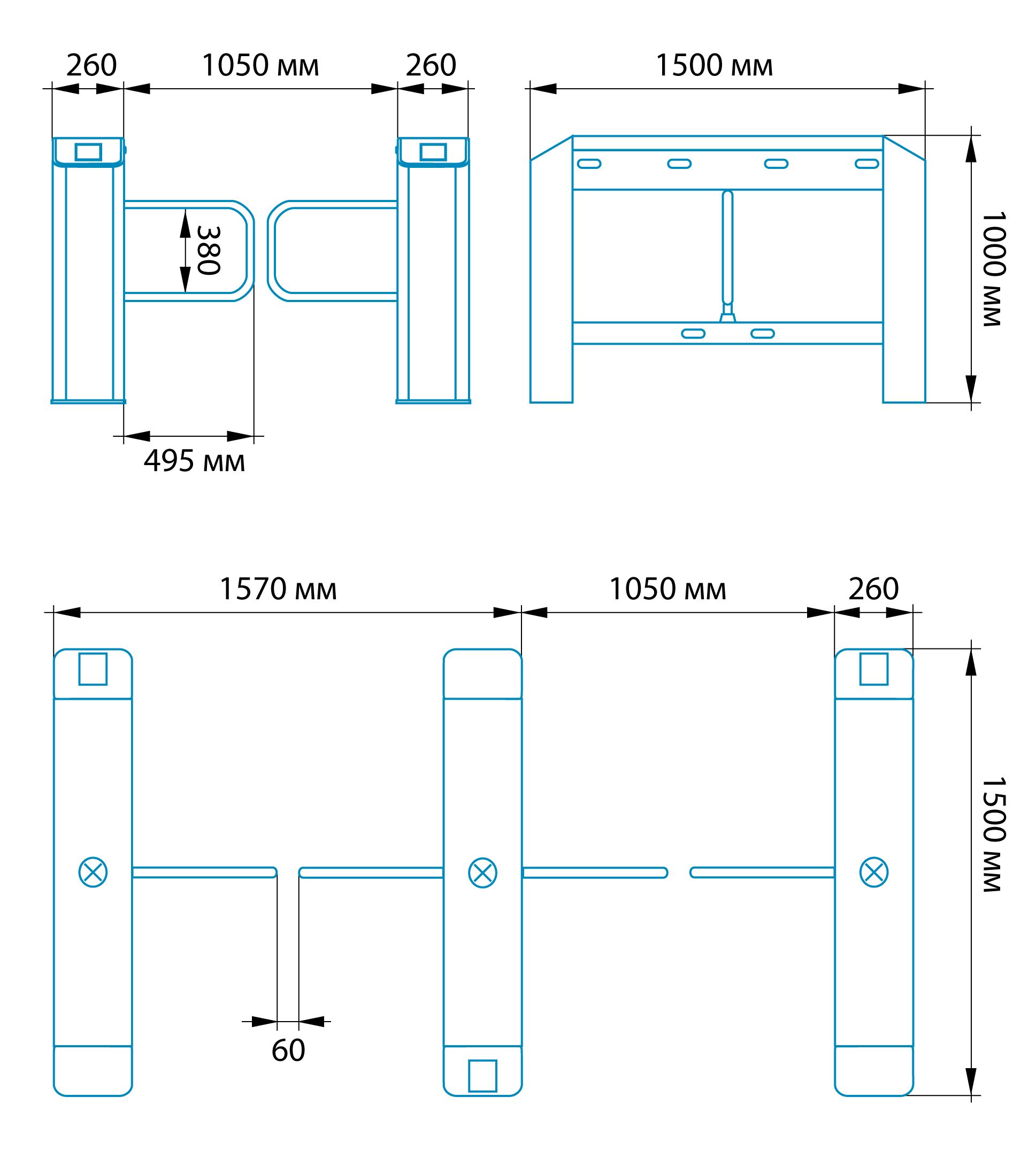 Турникет распашной БЛОКПОСТ СДВ 500 1
