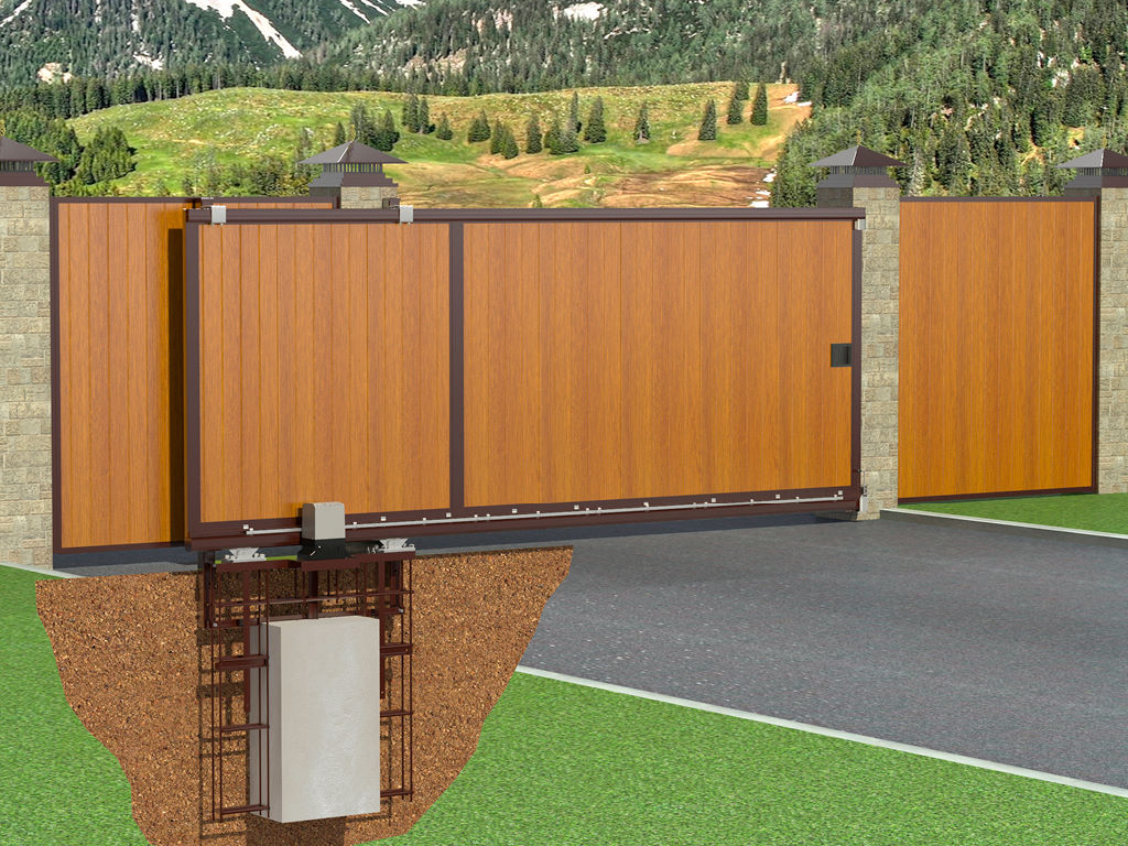 Откатные ворота из профлиста Revolution 4 Откатные ворота из профлиста Revolution 4