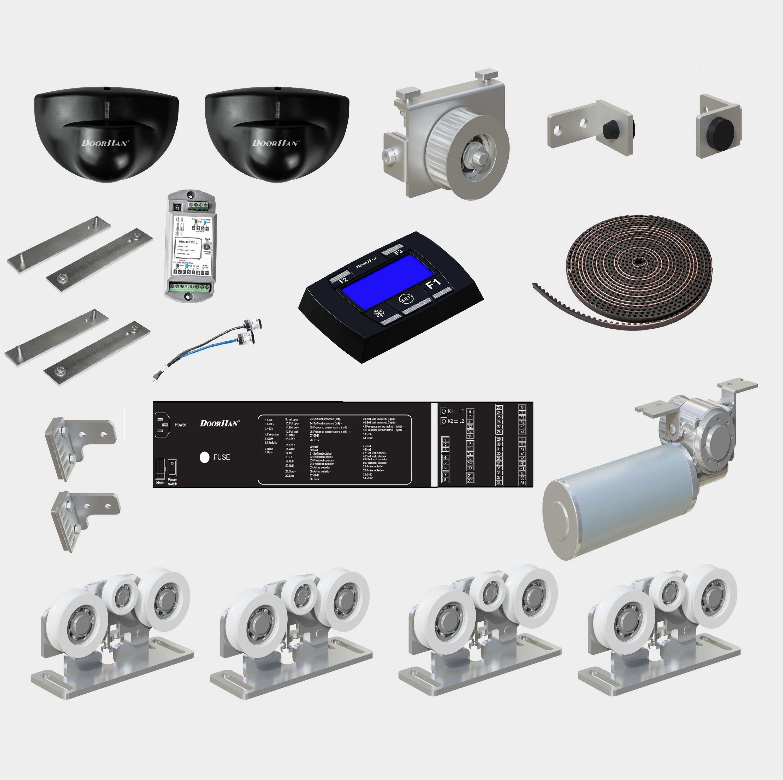 Комплект автоматической раздвижной двери (одна подвижная лайтстворка и фрамуга сверху) для привода AD-SP 9