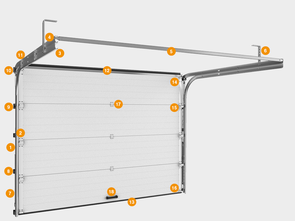 Ворота гаражные секционные из алюминиевых панелей с пружинами растяжения RSD01LUX 1