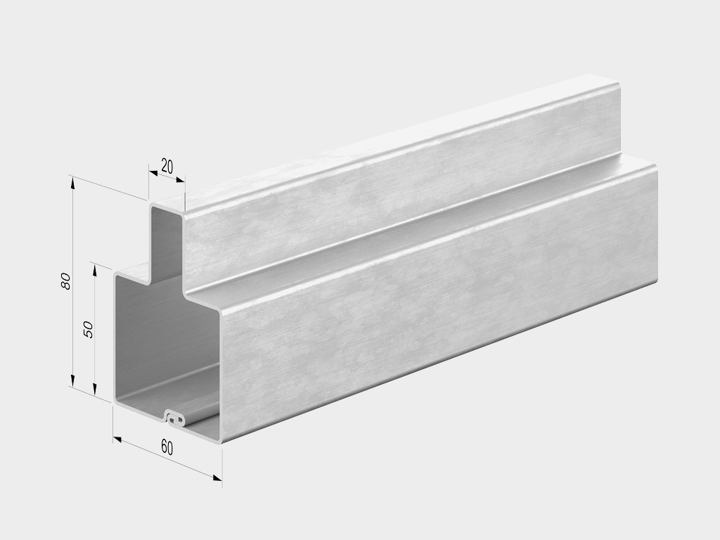 Профиль для ворот универсальный Т-образный 6000х80Х60Х1,5 1