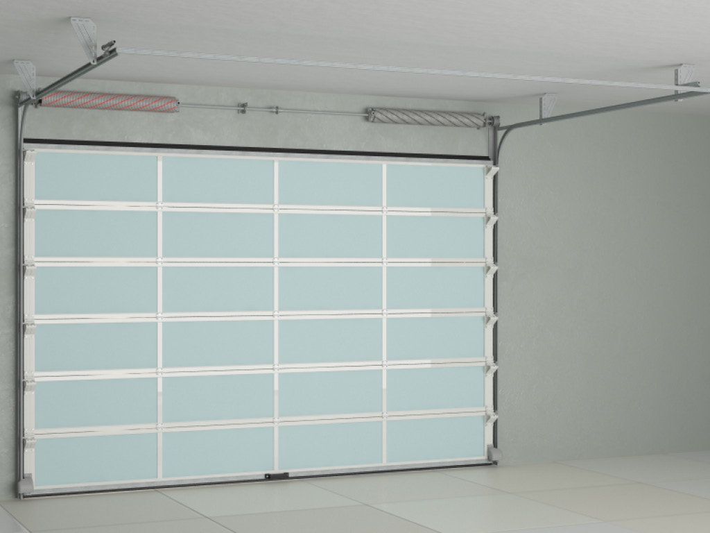 Промышелнные секционные ворота с панорамным остеклением ISD02 1