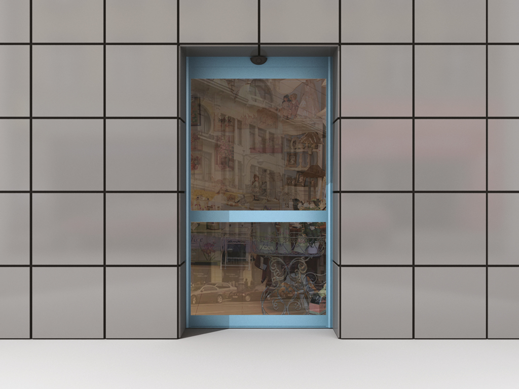 Комплект автоматической раздвижной двери (одна подвижная лайтстворка и фрамуга сверху) для привода AD-SP 1