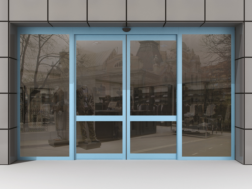 Комплект автоматической раздвижной двери (одна подвижная лайтстворка и фрамуга сверху) для привода AD-SP 3